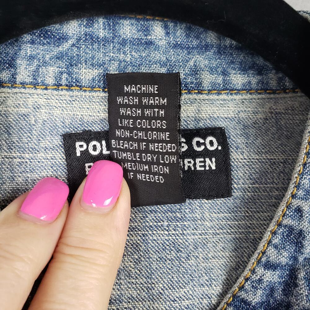 Polo Ralph Lauren‎ Size M Needlepoint Embroidered Denim Trucker Jacket Scandi - Picture 5 of 11